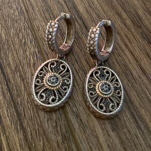 VTG Sterling Silver 925 & 14K Yellow Gold marcasite made in Thailand dangle